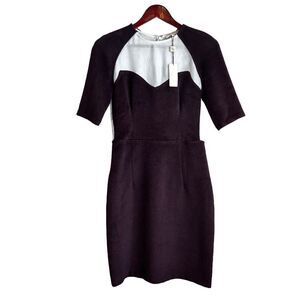 NEW OPENING CEREMONY Dress Womens 8 Sheath Mesh Neck Plum Purple